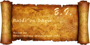 Balázs Iduna névjegykártya